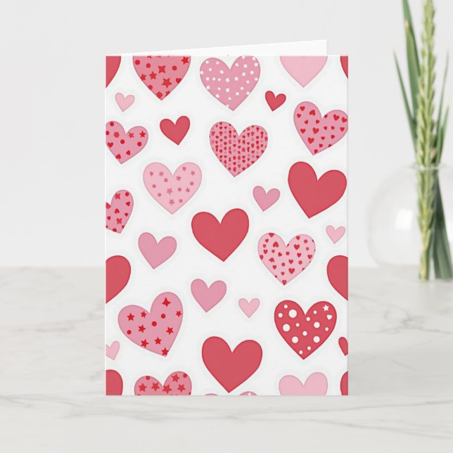 Valentines hjärtmönsterkort kort (Framsida)