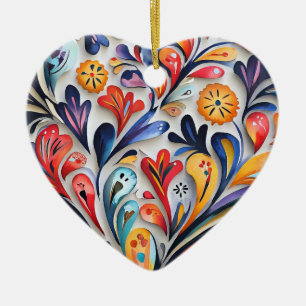 Valentines hjärtprydnad julgransprydnad keramik