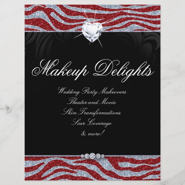 Valentines Jewelry Flyer Hair Salon Zebra Glitter (Framsidan)