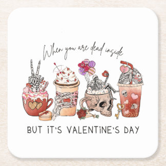 Valentines kaffe | VALENTINES DAY Underlägg Papper Kvadrat