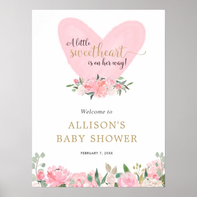 Valentines kära bebisshower-välkomstskylt poster (Framsidan)