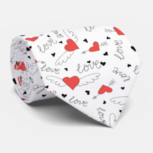 Valentines kärlek fågel rött hjärta mönster slips
