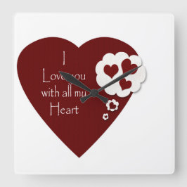 Valentines kärlek hjärtklocka fyrkantig klocka