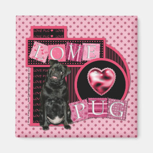 Valentines - kärlekmops - mops - Ruffy Magnet