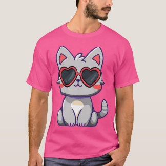 Valentines Katt vid kittvårdsvåda Sunglass Heart C T Shirt