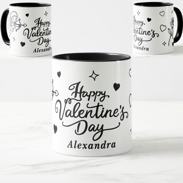 Valentines  Kerub & Romantisk Doodle Personlig Mugg (Skapare uppladdad)