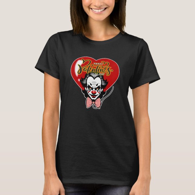 Valentines Killer Clown Heart Design T Shirt (Framsida)