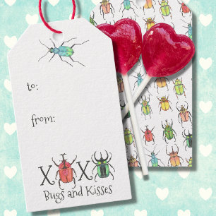 Valentines Kryp och Kisses Presentetikett