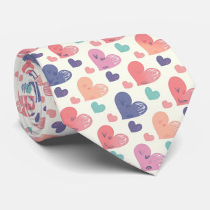 Valentines lekfulla flerfärgade vattenfärgshjärtan slips