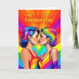 Valentines Lesbisk Ett par regnbågskonst Helgkort