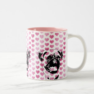 Valentines - mopsSilhouette Två-Tonad Mugg
