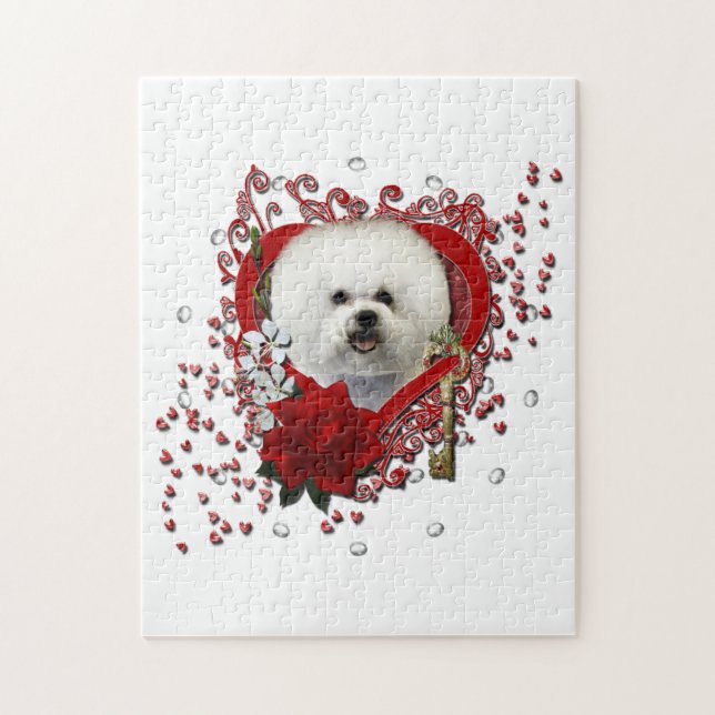 Valentines - nyckel till min hjärta - Bichon Frise Pussel (Vertikal)