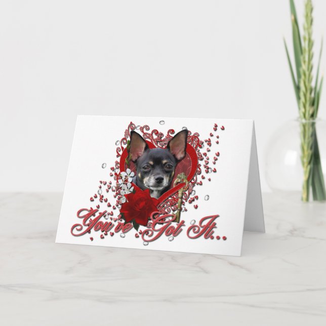 Valentines - nyckel till min hjärta - Chihuahua - Helgkort (Framsida)