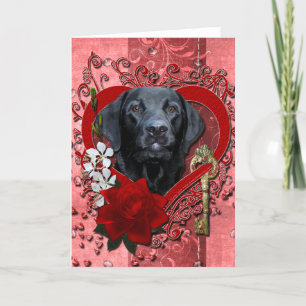 Valentines - nyckel till min hjärta - Labrador - Helgkort