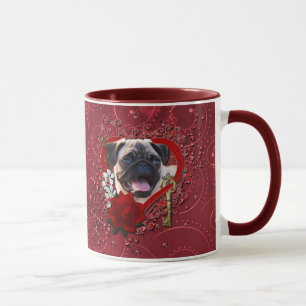 Valentines - nyckel till min hjärta - mops mugg