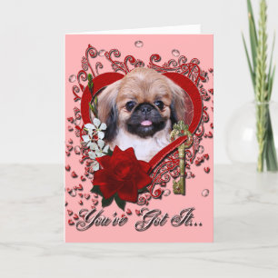 Valentines - nyckel till min hjärta - Pekingese - Helgkort