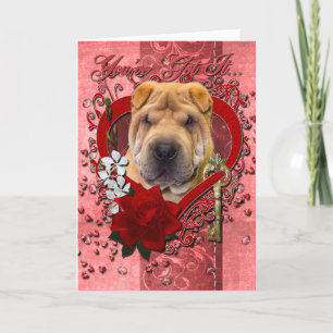 Valentines - nyckel till min hjärta - Shar Pei Helgkort