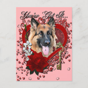 Valentines - nyckel till min hjärta - tysk herde helg vykort