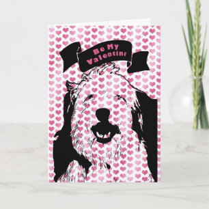 Valentines - Olde engelsk SheepdogSilhouette Helgkort