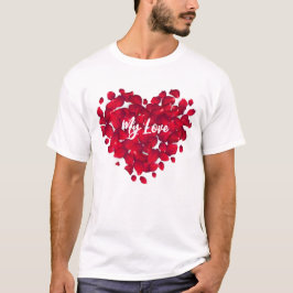 Valentines par Anpassningsbar Heart Ro Petals Whit T Shirt