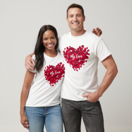 Valentines par Anpassningsbar Heart Ro Petals Whit T Shirt