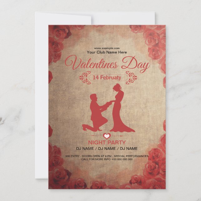 Valentines Party Flyer Inbjudningar (Framsida)