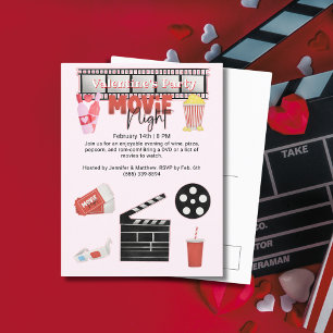 Valentines Party Movie Night Helg Vykort