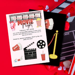 Valentines Party Movie Night Inbjudningar