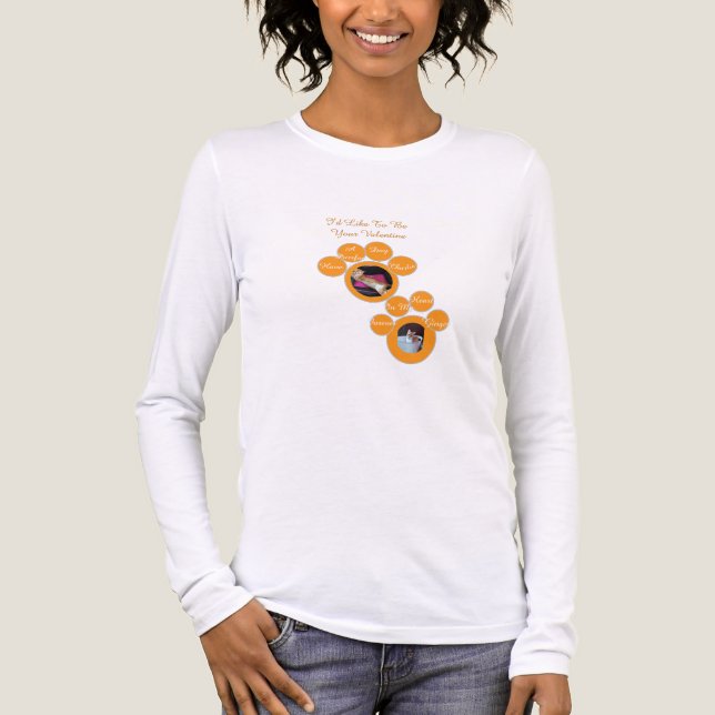 Valentine's Pawprints Cat Photos T Shirt (Framsida)