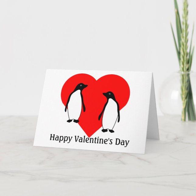 Valentines Penguin Kärlek Couple Greeting Card Helgkort (Framsida)