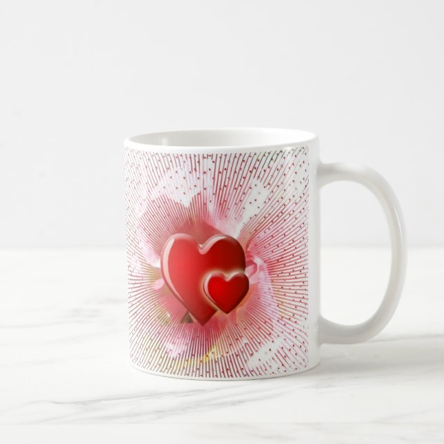 Valentines personifierar romantiska hjärtor för kaffemugg (Höger)