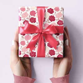 Valentine's Pink & Red Roses Wrapping Paper  Presentpapper