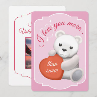 Valentines Platt Kort Söt Isbjörn