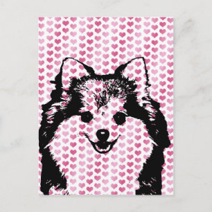 Valentines - Pomeranian Silhouette Helg Vykort