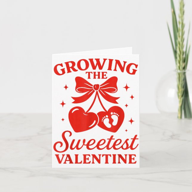 Valentines Pregnancy Announcement Growing Sweetest Kort (Framsida)