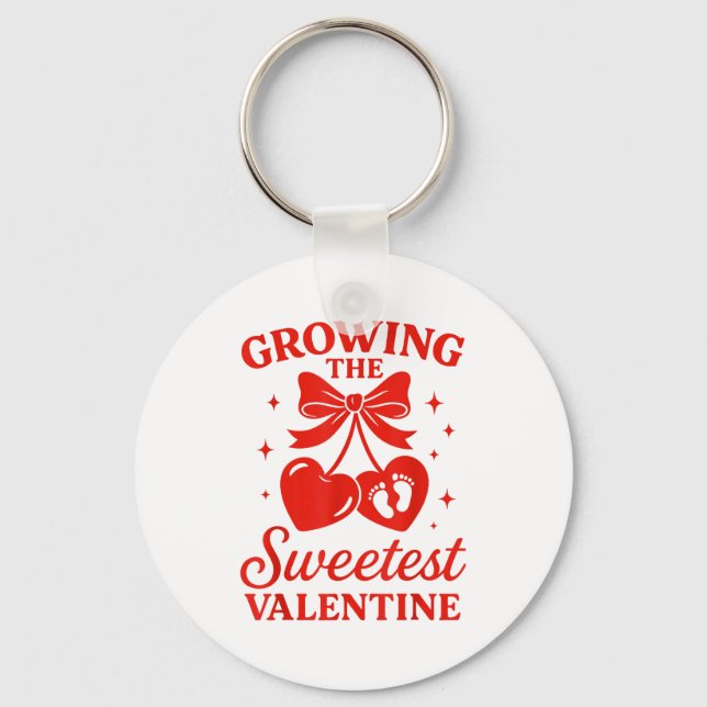 Valentines Pregnancy Announcement Growing Sweetest Nyckelring (Framsida)