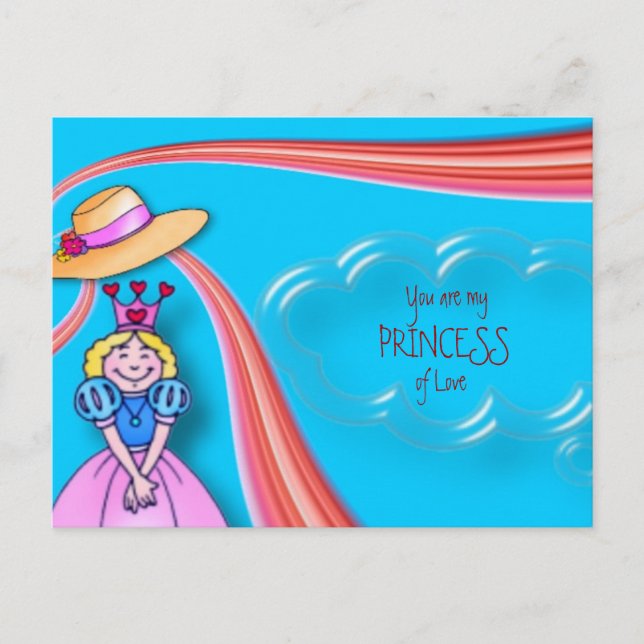 Valentines Princess Postcard Helg Vykort (Framsida)