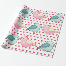 Valentines Red Heart på vit med Cute Love birds