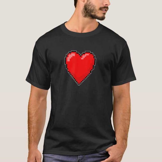 VALENTINE'S RETRO 8 BIT HEART T SHIRT (Framsida)