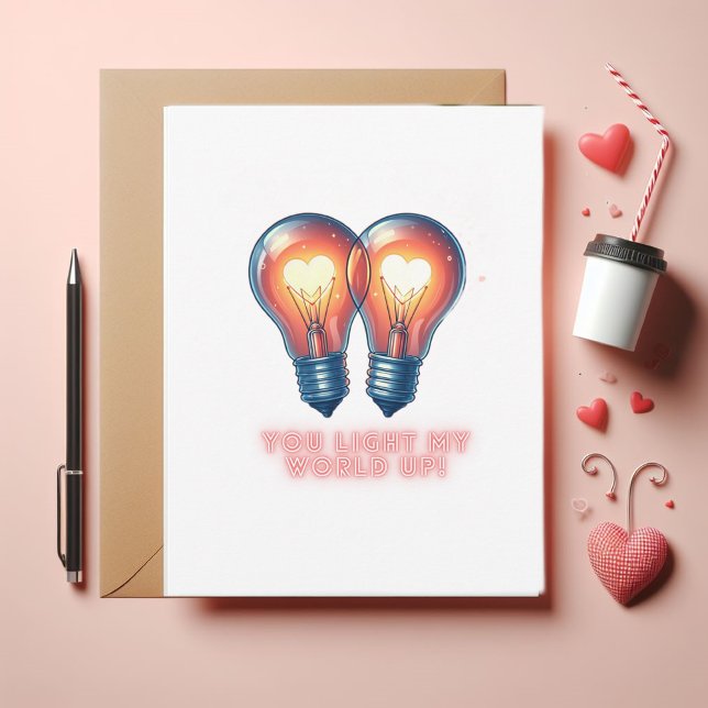 Valentines roliga skämt julkort (Great Valentine's fun card "You light up my world")