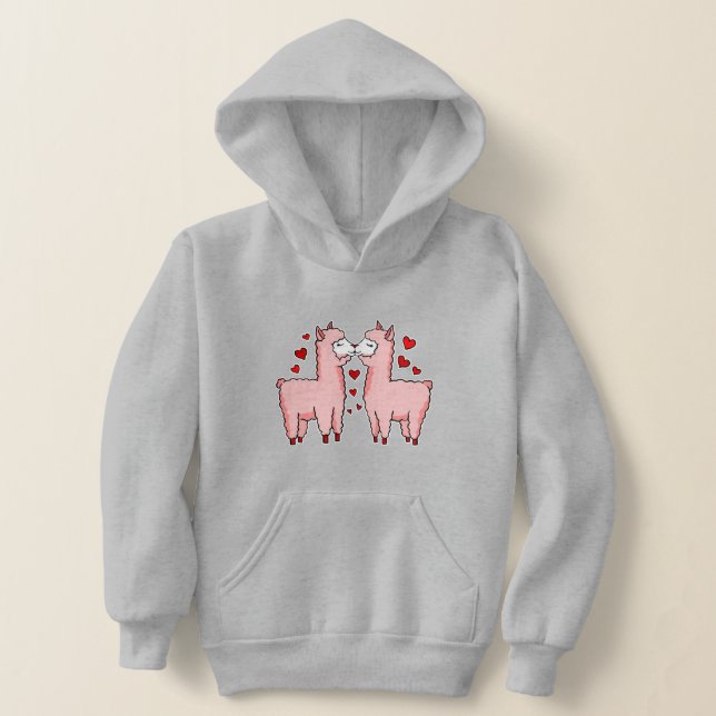 valentines rosa alpacas röda hjärtan t shirt (Laydown)