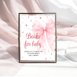 Valentines Rosa Bow Bokar för Baby Poster