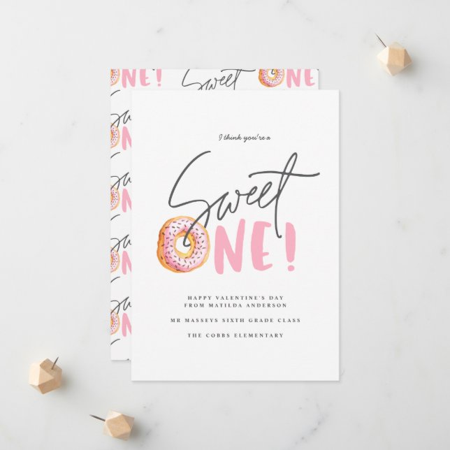Valentines rosa girly Donut söt en modern Meddelande (Fram/Back In Situ)