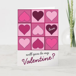 Valentines Rosa Grafik Hjärtar upp all text Helgkort