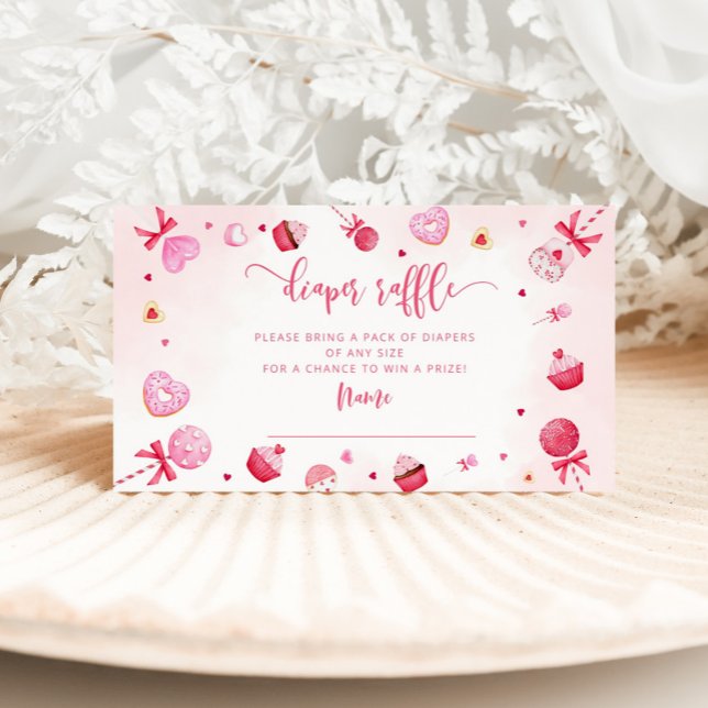 Valentines rosa hjärtblare raffel biljett tilläggskort (Skapare uppladdad)