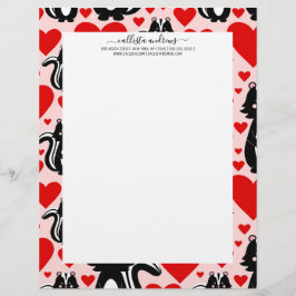 Valentines Rosa Skunk Heart Illustration Mönster Brevhuvud