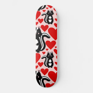 Valentines Rosa Skunk Heart Illustration Mönster Mini Skateboard Bräda 18,5 Cm