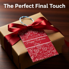 Valentines, rött hjärta mönster presentetikett