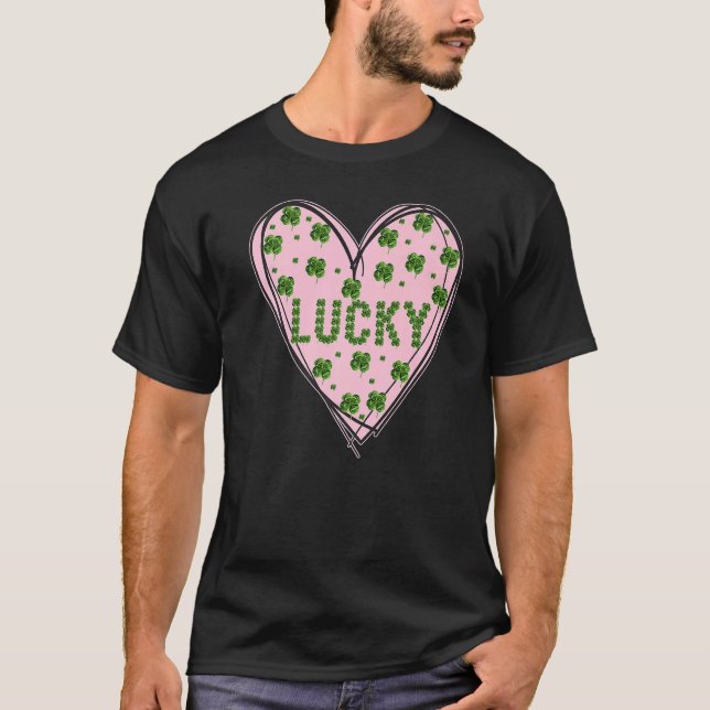 Valentines Shamrock Heart St patrick's day Four L T Shirt (Framsida)