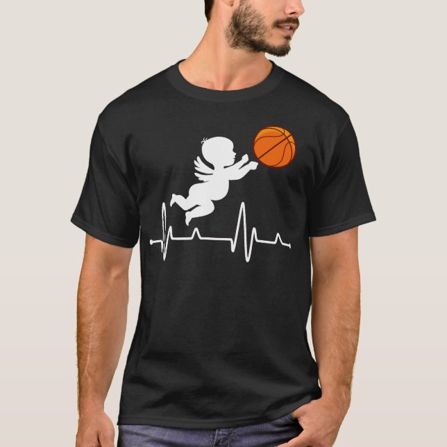Valentines Shirt, Cupid Heart Basketball Ringar T Shirt (Framsida)